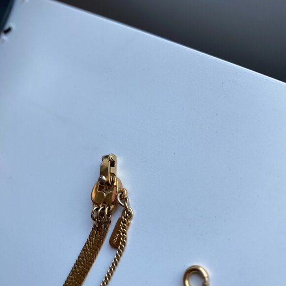 Vintage Signed Monet Gold Tone Tennis Bracelet Safety Chain 90s Costume Jewelry - Picture 14 of 16